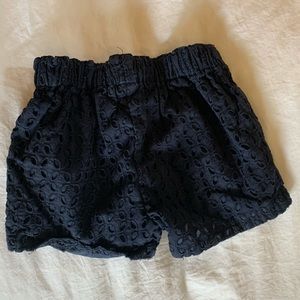Navy blue eyelet elastic waist shorts